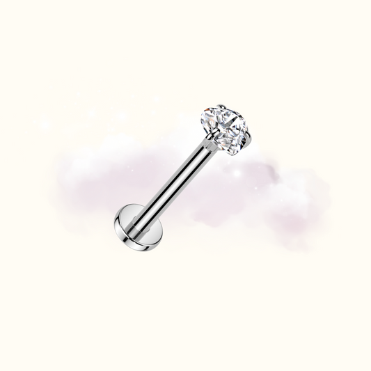 Prong Set Heart CZ Studs - Silver