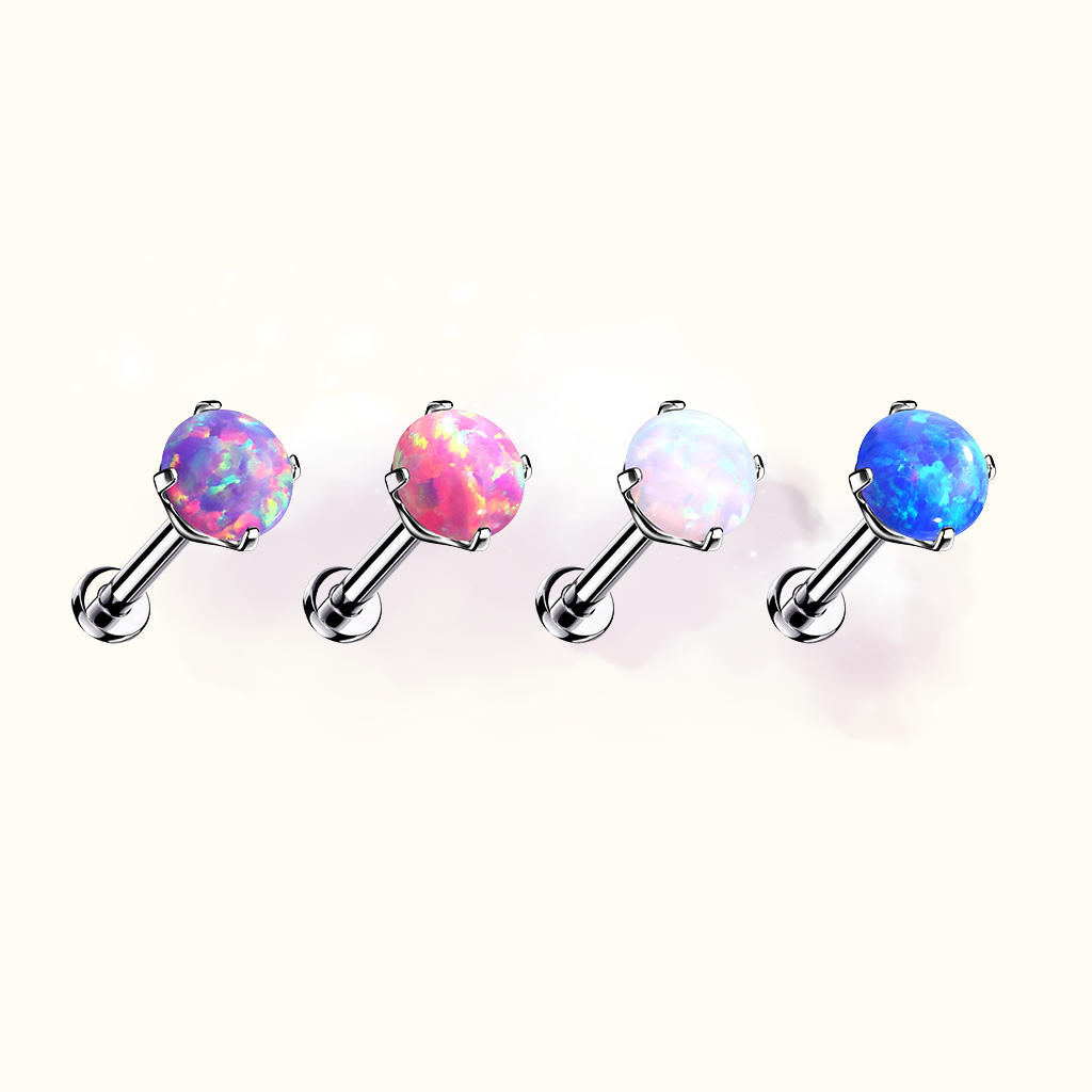 Prong Set Opal Studs - White