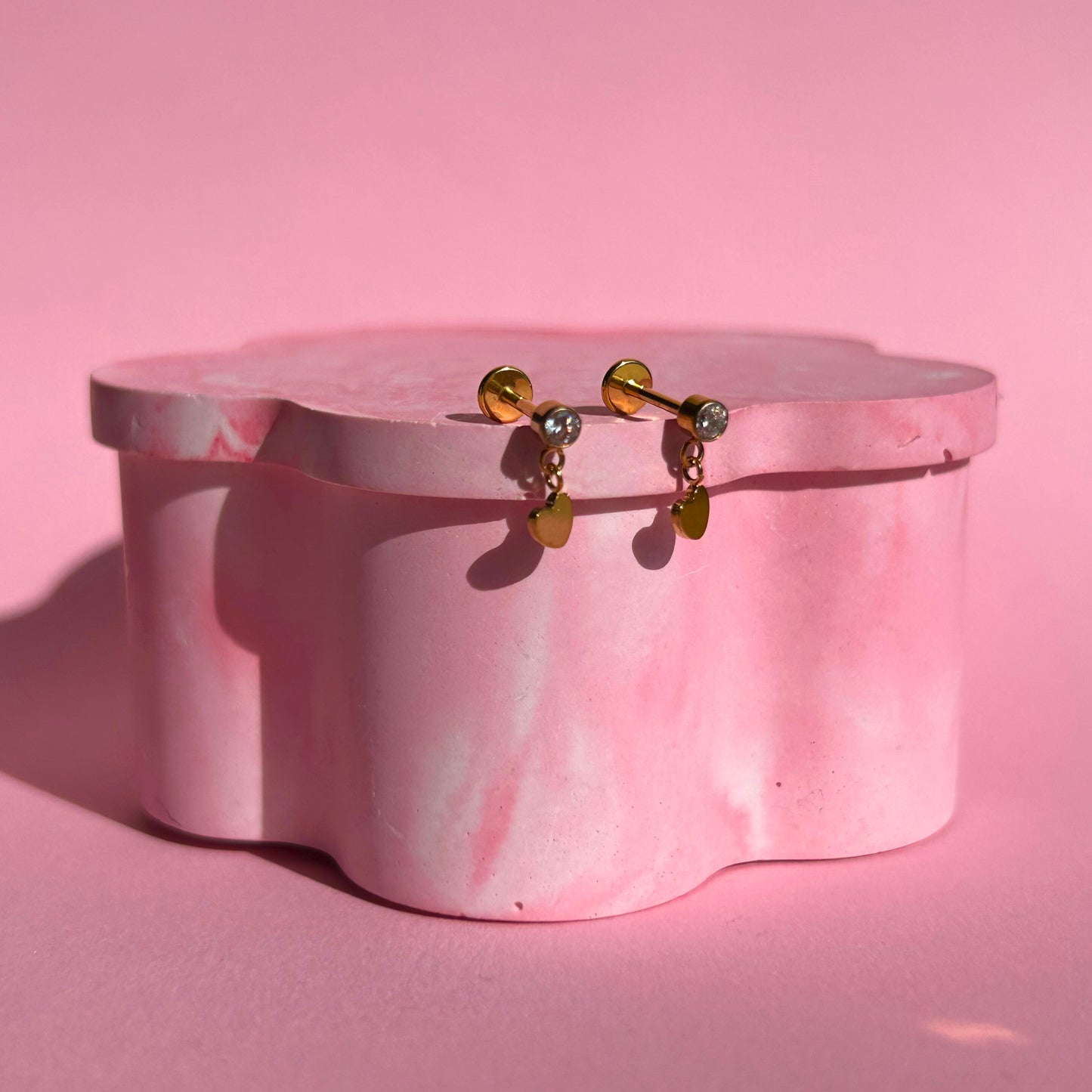 Twinkle Heart Studs - Rose Gold