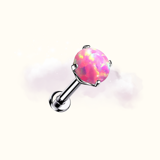 Prong Set Opal Stud - Pink